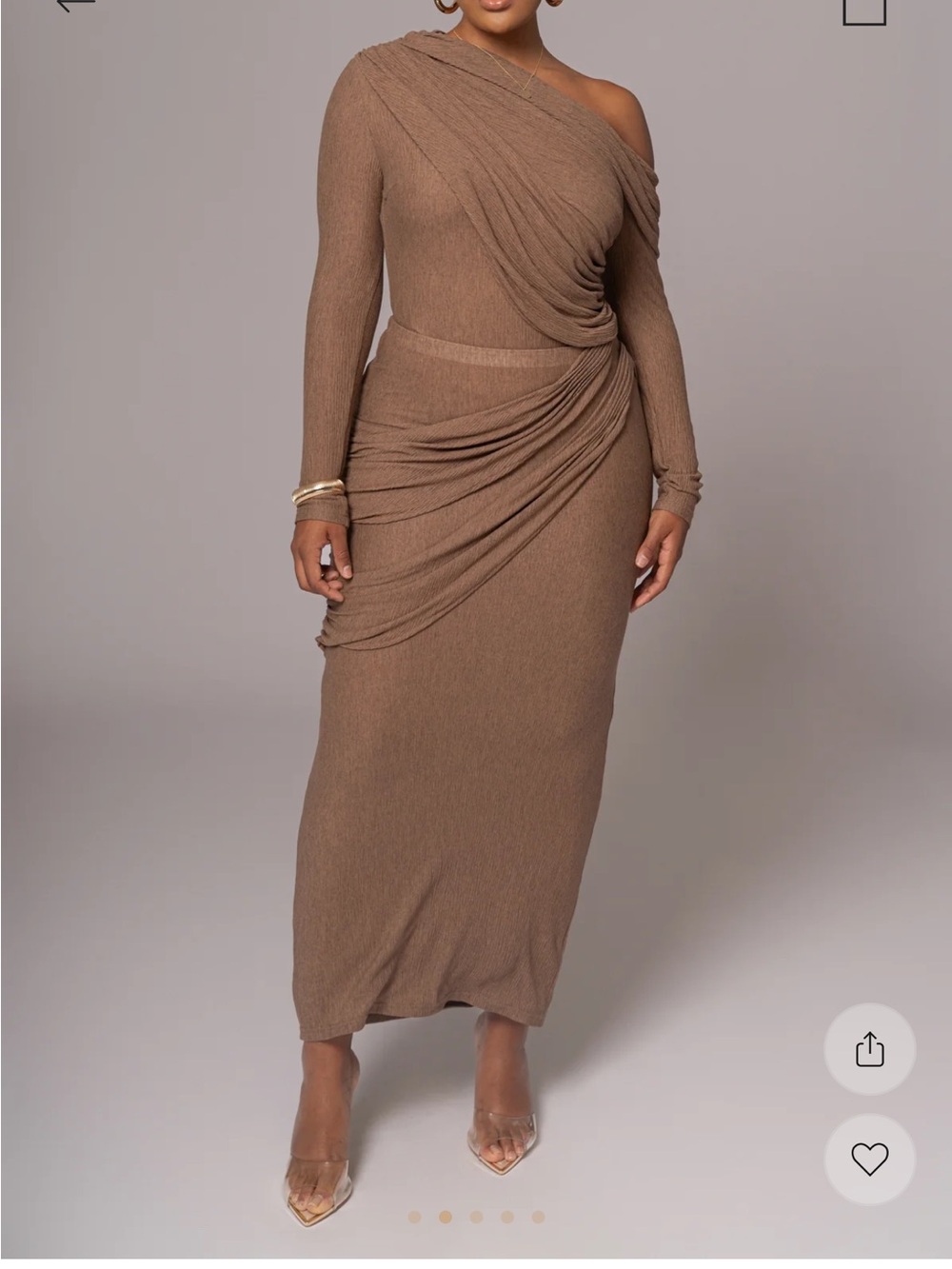 Brown Long Sleeve off the shoulder bodysuit